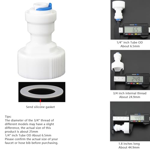 3/4"M & F to 1/4" Push-Fit Adapter, 3 Pcs | Plastic RO water filter hose connector for garden hoses, pre-purifiers & water purifiers. - style: 1/4” Tube to 3/4” Thread (3 styles mixed)