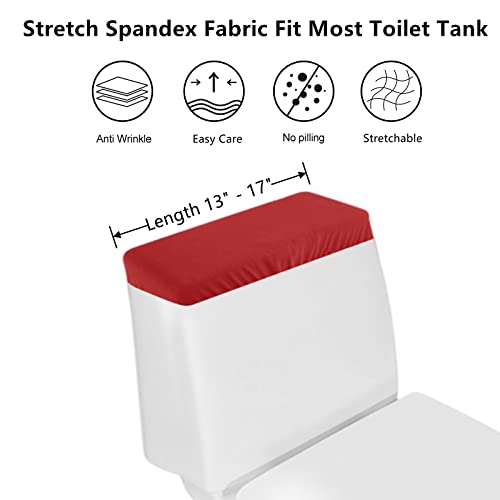 Toilet Tank Lid Cover, Bathroom Stretch Washable Spandex Toilet Tank Protector Cover with Elastic Bottom, Red - color: Red