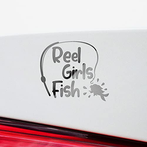 2 Pcs - Decal Stickers of Girls Fish (Metallic Silver) Premium Waterproof Vinyl Decal Stickers for Laptop Phone Accessory Helmet Car Window Mug Tuber Cup Door Wall Decoration Andskusd44381Si070722 - color: Metallic Silver, size: 4.4'' x 3.8''
