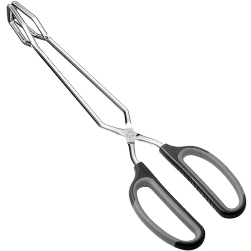 HINMAY Scissor Tongs with Comfort-Grip Handle 12-Inch Cooking Tongs (Black Handle) - size: 12"