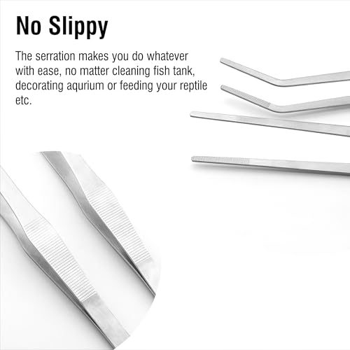 2Pcs 15 inch Extra Long Rustproof Tweezers for Salt & Fresh Water, Heavy Duty Reptile Feeding Tongs for Aquarium & Terrarium, Large Metal Snake Feeding Tongs, SUS 304 Stainless Steel Tweezers - size: 15 inch, 0.08 inch, 2-pack