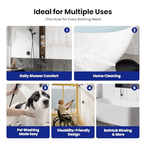 JOMOO Shower Hose, 71 Inch Extra Long Flexible Stainless Steel Handheld Shower Hose Extension with Brass Insert and Nut, Matt Black - color: Matte Black, size: 71 Inch
