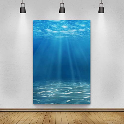 Underwater World Background 5x7ft Photography Background Undersea Sunlight Deep Blue Water Sun Ray Backdrop Seabed Children Birthday Home Decoration Party Kid Boy Newborn Photo Studio Props - size: 5x7ft