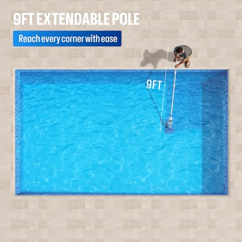 BIELMEIER Handheld Pool Vacuum with Telescopic Pole, Updated Swimming Pool Cleaner 19 GPM Powerful Suction, Cordless Pool Vacuum for Cleaning Above Ground Pools, Inground Pools, Spas, Hot Tubs