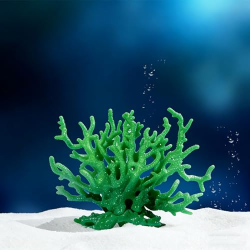 Artificial Coral Aquarium Ornament - PVC Fish Tank Decor for Aquascaping (5.9x5.12x2.17 Inch) - Green Gradient - color: Green Gradient