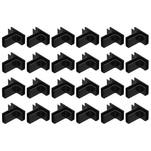 uxcell 24Pcs Plastic Glass Connector, Suitable for 5mm Thick t Shaped Glass to Glass Clamp, Fixing Bracket Rimless Clip Holder for Aquarium Fish Tank Display Shelves, Black - color: Black, size: 5mm