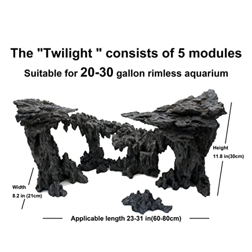 Allcolor Fish Tank Decor Rocks.Aquarium Decoration Model.Easy and Quick Solution for Aquascaping.(Twilight) - style: Twilight