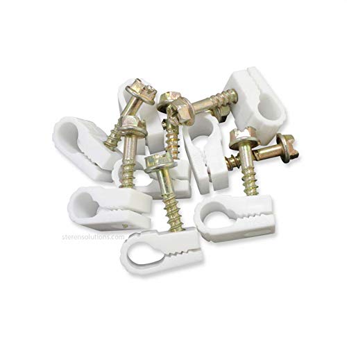 STEREN Coaxial Cable Clips - Cable Holder - Wire Clips - Siding Clips for Hanging - Cord Holder for Desk - Cable Clamps (White, 200 Count - Single Screw) - color: White, size: 200 Count - Single Cable