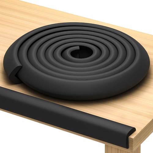 Premium 12ft Edge Protector for Baby, Odorless & Waterproof Foam Cushion with 3M Adhesive Tape, Non-Toxic to Baby Proof Corners and Edges, Wall Corner Protector & Desk Edge Cushion Black - color: Black, size: 12ft