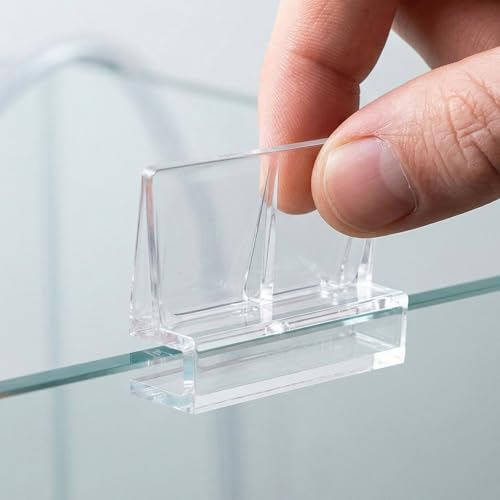 KOMBIUDA 20pcs Aquarium Cover Clip, 6mm Clear Acrylic Fish Tanks Support Holder, Aquarium Lid Clips Clamps for Pet Terrariums, Rimless Fish Tank