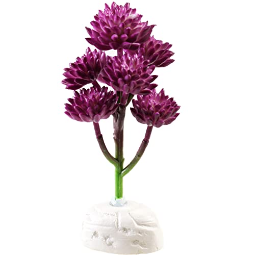 AQUANEAT Terrarium Plant, Fake Reptile Plant for Amphibian Habitat, 6.5 inch Tall Purple