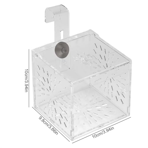 Acrylic Fish Tank Isolation Box | Adjustable Aquarium Hatchery/Breeding Box | Transparent Fish Holder with Suction Cups | 3 Sizes for Fry/Sick Fish (10CM*10CM*10CM) - size: 10CM*10CM*10CM
