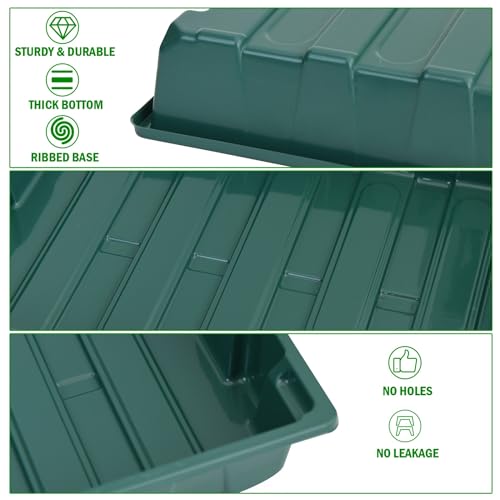 YoleShy 10 Pack Seed Starter Tray Reusable Plastic Plant Seedling Starter Trays Thickened Sturdy Durable for Germination Growing Microgreens Planting Propagation, Without Drain Holes, 14.5"x9", Green - size: 10 Pack - Green