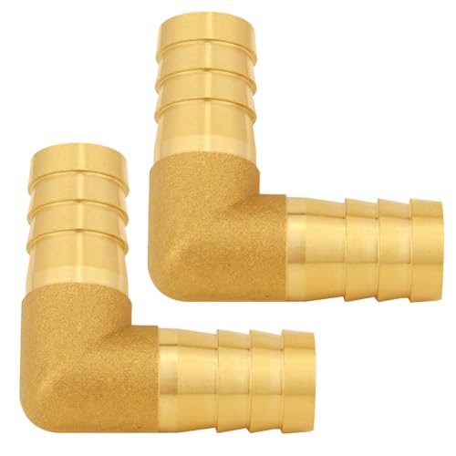 Uenede 2PCS Solid Brass 3/4"OD Barb Elbow Fittings 2-Way 90 Degree L Right Angle Barbed Fitting for Water/Oil/Gas - size: 3/4" Barb, style: Elbow (2 Way)