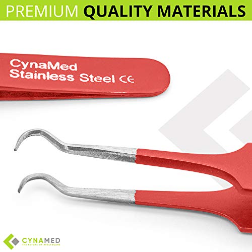 Blackhead Tweezer - Professional Curved Steel Tip Surgical Comedone & Splinter Extractor. Ideal Blemish & Acne Remover Tool Means Flawless Facial Skin (Red) - color: Red