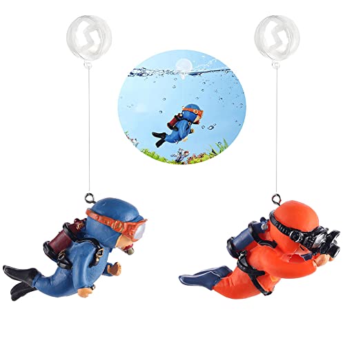 5Pcs Floating Fish Tank Decorations, Cute Little Diver Aquarium Decoration Fish Tank Aquarium Diver Ornament Accessories - color: Mixed Color