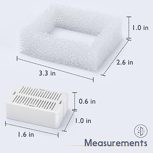 Lawfery 16 Pack Ceramic Cat Water Fountain Filters Replacement, 16 Cat Fountain Filters and 4 Pre-Filter Sponges for Ceramic Pet Water Fountains (16+4)