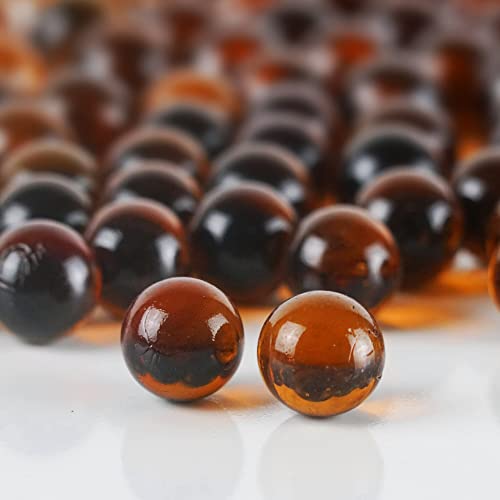 CYS EXCEL Amber Glass Gemstone Vase Filler (1 LB) Aquarium Round Marble Beads Decorative Mosaic Pebbles - color: Amber, size: 1 LB