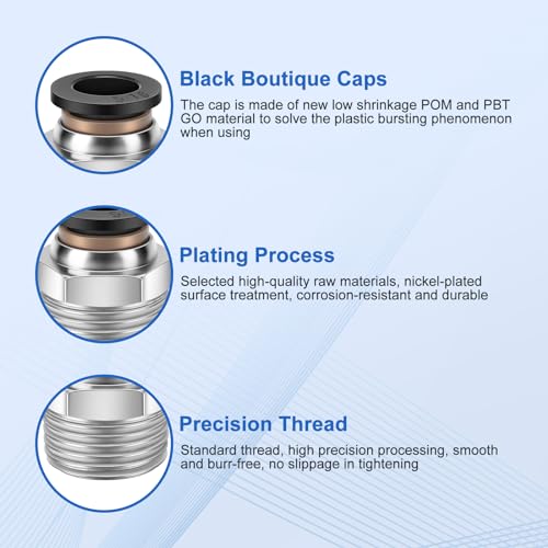12 Pcs Push to Connect Fittings 5/16 Inch Tube OD x 3/8 Inch NPT Thread Pneumatic Male Straight and Elbow Quick Connect Air line fittings - size: 5/16"OD x 3/8"NPT