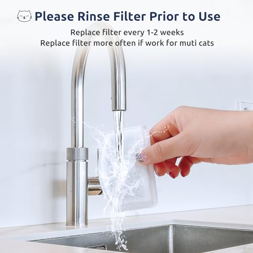 12+6 Pack Zeepet Cat Fountain Filters, Compatible with ORSDA Cat Water Fountain Filter for D60 100oz/3L Automatic Stainless Steel Pet Fountains, 12 Replacement Water Filters + 6 Pre-Filter Sponges