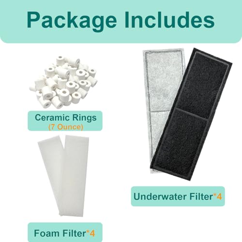 2 Set Aquarium Filter Media Compatible with Fluval U3 Underwater Filter, Include 4 Carbon Foam Filter Pads, 4 Sponge Filters and 1 Ceramic Ring, Fit for Freshwater and Saltwater Aquariums - size: U3 Series