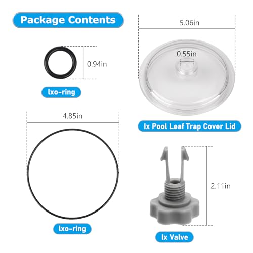 SF15110 Pool Leaf Trap Cover Lid with O-Rings and Valve, Fits Intex 11823, SF80110-2, SF80110-1, ECO15110-2 Models, 12 Inch Sand Filter Pump Replacement Parts