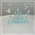 Aquarium Castle Decor with Mermaid Tails – 3-Piece Fish Tank Decoration Set for Betta, Goldfish, Terrarium or Desktop (Blue – Castle with Mermaid Tails)