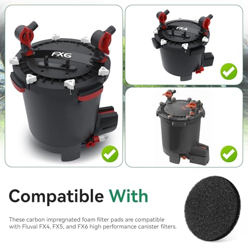 Magluv 6 Pack Fx4 Carbon Filter Pads Compatible with Fluval FX4/FX5/FX6 Canister Filter, Replacement Aquarium Filter Media for Fluval Fx6 Filter Pads