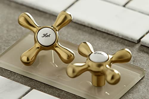 Kingston Brass KS212SB Kingston Two-Handle 2-Hole Wall Mount Bar Faucet in Brushed Brass - color: Brushed Brass