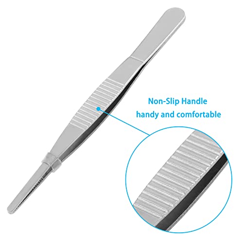 Bonsicoky 4Pcs 5 Inch Stainless Steel Tweezers with Precision Serrated Straight Tips, Non-slip Multitool Tweezers for Cooking, Repairing, Medical, Garden - size: 5" x 4(Straight)