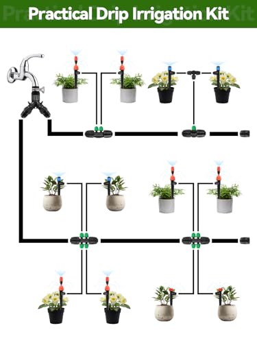 Kalolary 20PCS Locked Barbed Tee Connectors, 1/2" to 1/4" Drip Irrigation Fittings Kit 12/16mm to 4/7mm Tube Lock Female Connector 4-Way Barbed Lock Irrigation Parts for Watering System (Black Green) - color: Black Green 1/2" to 1/4" 4-Way