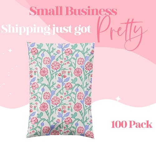 10x13 Designer Poly Mailer 100 Pack Heavy Duty Waterproof Self Seal Shipping Bags for Small Business Large Mailing Envelopes Bulk Tear Resistant Packaging Garden Party Spring Flowers - color: Garden Party, size: 10x13