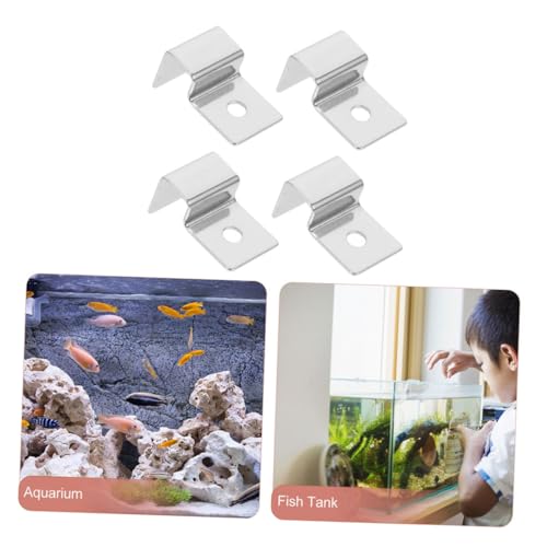 Levemolo 4pcs Stainless Steel Aquarium Lid Clips Heavy-Duty Fish Tank Glass Cover Supports Resistant Brackets for Secure Fish Tank Glass Lids for Aquariums