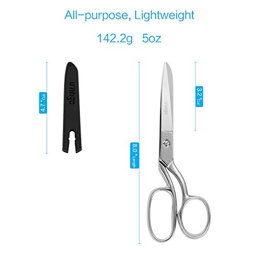 LIVINGO 8" Professional Heavy Duty Tailor Fabric Scissors, Dressmaker Sewing Classic Stainless Steel Ultra Sharp Forged Shears, Bent A-silver - color: A-silver