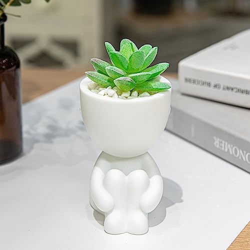 HEYO-YEPY 3PCS Cute Artificial Plant Office Decor for Women and Men, Aesthetic Desk Plant Decor for Office and Home, Potted Small Fake Plants for Indoor Decoration, White Pots Green Plants - color: 3 Pcs Set, White Pots Green Plant