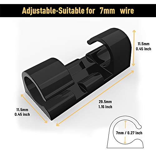 Cable Clips with Strong Self-Adhesive, XIAOXI Cable Management TV PC Wire Holder Sticky Tidy and Organizer Cord and Wires - 40 Pcs (Black) - color: Black
