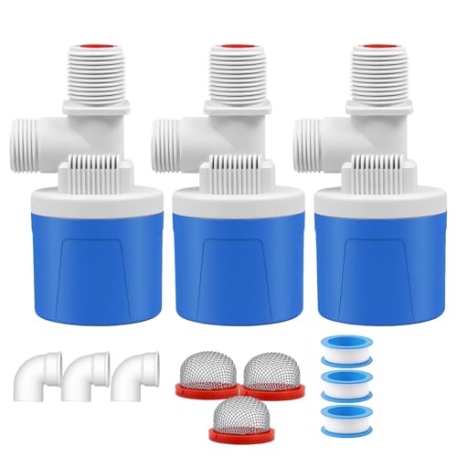 3/4 Inch Float Valve for Water Tank, 3 Pack Top Inlet Automatic Water Level Control Valve, Plastic Shut Off Float Valve for Livestock Waterer, Pond, Pool, Aquarium - size: 3/4''--3 PCS