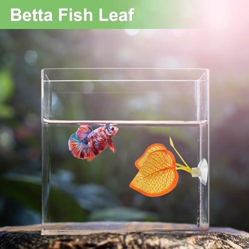 Betta Fish Leaf, Natural Habitat Simulation for Betta Spawnings Grounds, Betta Spawnings Leaves, Resting Bed, Large Small Leaves, Orange Yellow