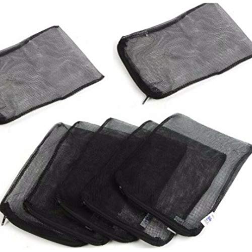 Wave Point 10 pcs 8" x 6" Aquarium Fish Tank Pond Filter Media Mesh Bags Zipper Reusable (Black, Fine) - color: Black, Fine
