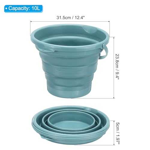 PATIKIL Collapsible Bucket 10L/2.6Gallon, Small Foldable Bucket Portable Plastic Round Tub for House Cleaning Car Washing Camping Fishing, Light Blue - color: Nordic Blue, size: 10L/2.6Gallon