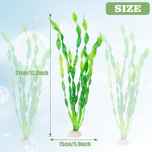 Ameliade 12 PCS Aquarium Artificial Seaweed Decorations 12 Inch Tall Plastic Plants Decor Large Fish Tank Accessories
