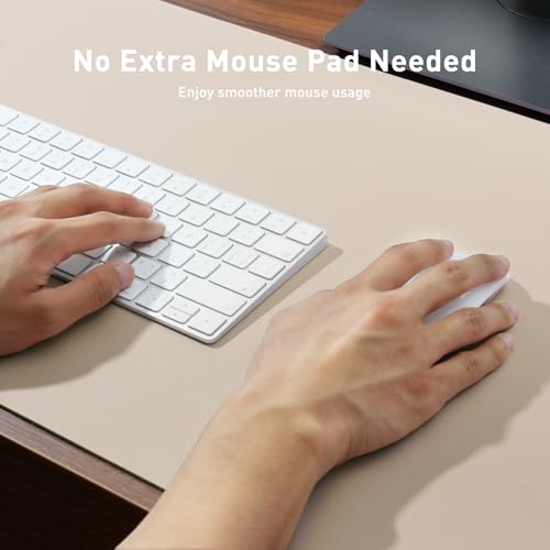 Aothia Large PU Leather Desk Pad Protector – Non-Slip Mouse Pad & Writing Mat for Office/Home, Waterproof, Easy to Clean (23.6" x 13.7", Eggshell) - color: Eggshell, size: 23.6" x 13.7"
