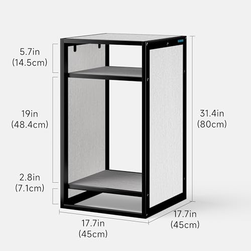 LANDEN Washed Oak Wood Metal Frame Stand, Three-Shelf for Fish Tanks up to 20 Gal, CLX45-45x45x80cm (17.7x17.7x31.49 in), for Fish Tanks and Reptile Terrariums, Home & Office Use - color: Washed Oak Wood, size: W17.7 x D17.7 x H31.5 in(45X45X80cm)
