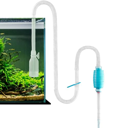 TERA PUMP Aquarium Gravel Cleaner for 10-20 Gallon Tanks - BPA-Free, Siphon with Flow Controller, Extendable No-Spill System for Freshwater and Saltwater