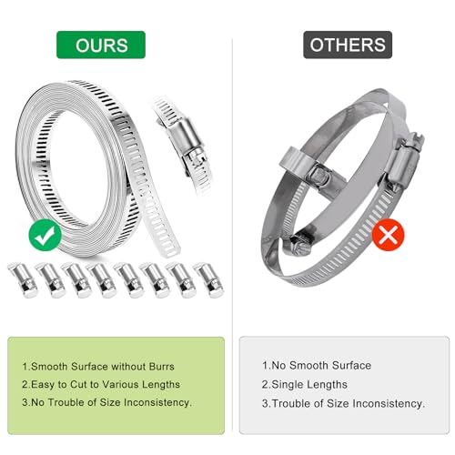 Hose Clamps, DIY 13 FT Metal Strap + 8 Fasteners, Hose Clamps Stainless Steel, Large Adjustable Hose Clamp Pipe Clamp for Pipe Automotive Mechanical Applications - size: 13 FT Metal Strap + 8 Fasteners