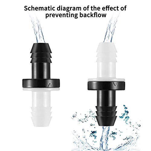 6 Pieces One Way Inline Check Valve Bulk 3/8 Inch 10 mm ABS Plug-in Check Valve Fuel Water Gas Air One-way for Liquids and Gas