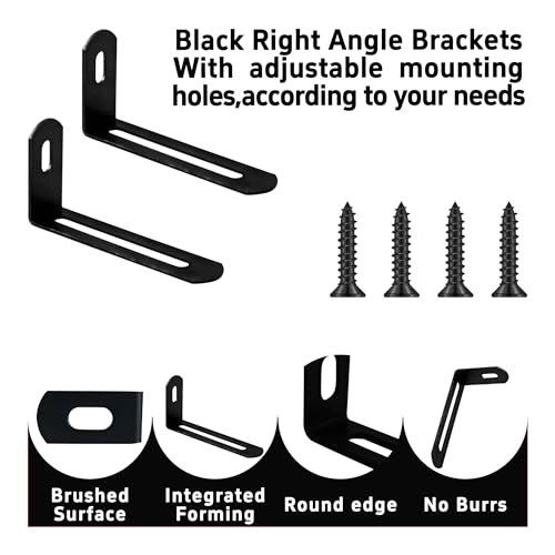 20Pcs 2.6"x1.3"x0.6"Adjustable Right Angle Brackets, Slotted L Bracket Metal 90 Degree Corner Fastener L-Shape Corner Brace Support Black Shelf Bracket - size: 2.6"x1.3", style: BLACK/20PCS