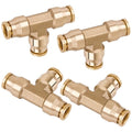 4PCS 3/8" Tee Union DOT Air Fittings，3 Way Tube Air Line Adapter Quick Push to Connect Fittings Brass Union Tee for Car Truck Trailers and Air Brake System - color: DOT Union Tee, size: 3/8" Od