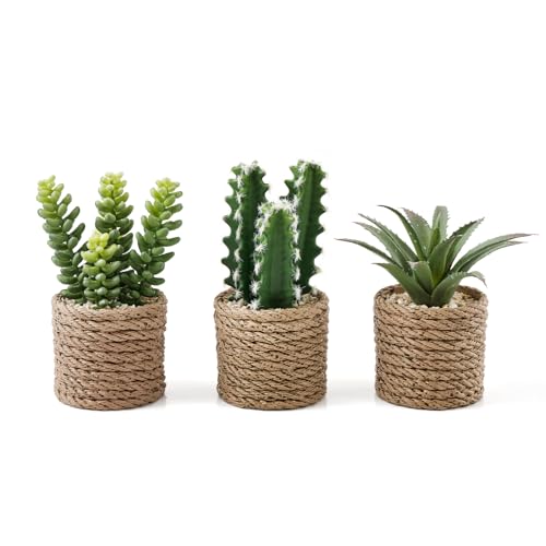 3-Pack Artificial Succulent Plants in Vintage Plastic Pots - Fake Waterproof Succulents Decor for Home, Office, Desk, Shelf - Low Maintenance Indoor Greenery for Bathroom, Living Room, Table Decor - color: Succulent-d-3pcs