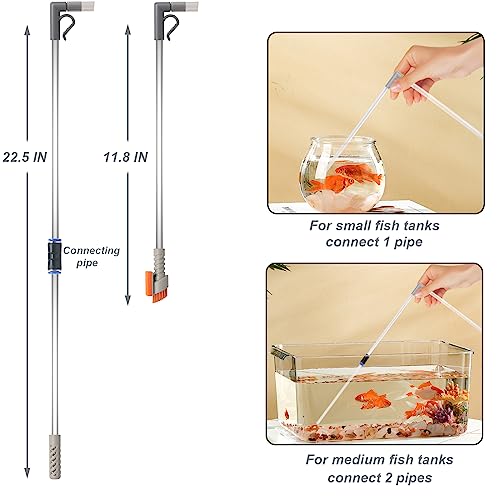 Compact Aquarium Siphon Vacuum and Water Changer Kit with Cleaning Brush. Perfect for Simultaneous Water Changing and Cleaning in Small Fish Tanks. Gravel and Sand Cleaning.